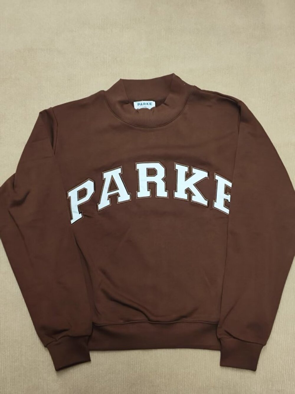 Parke Brown Varsity Mock Neck Sweatshirt